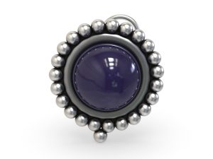 SJ SHUBHAM JEWELLERS™ 925 sterling Silver handmade Antique oxidized nose pin for women (P) (Design-4, BLUE)