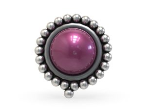SJ SHUBHAM JEWELLERS™ 925 sterling Silver handmade Antique oxidized nose pin for women (P) (Design-4, PINK)