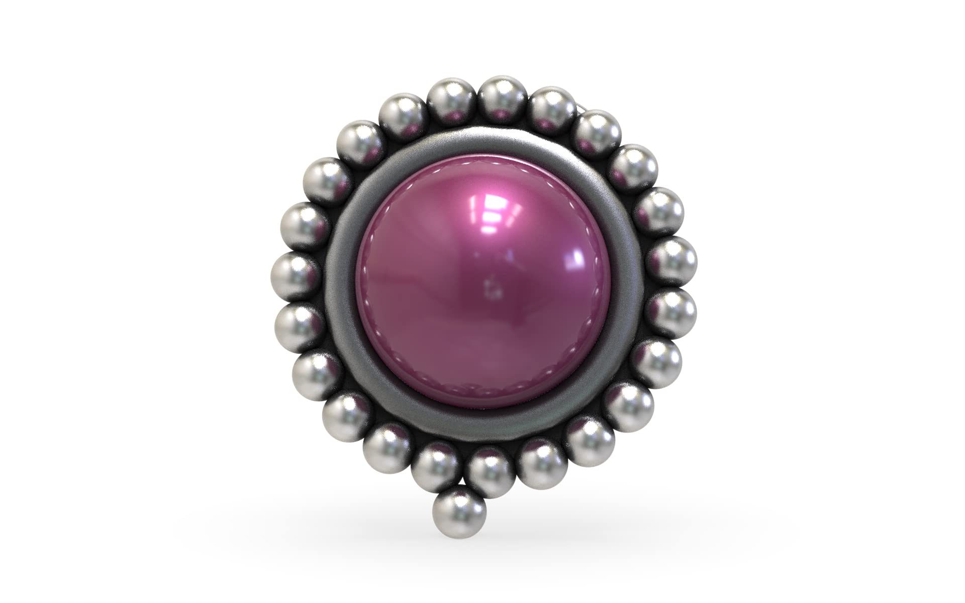 SJ SHUBHAM JEWELLERS™ 925 sterling Silver handmade Antique oxidized nose pin for women (P) (Design-4, PINK)