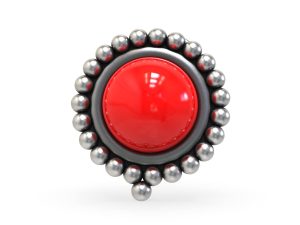 SJ SHUBHAM JEWELLERS™ 925 sterling Silver handmade Antique oxidized nose pin for women (P) (Design-4, RED)