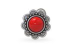 SJ SHUBHAM JEWELLERS™ 925 sterling Silver handmade Antique oxidized nose pin for women (P) (Design-5, RED)