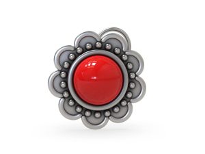 SJ SHUBHAM JEWELLERS™ 925 sterling Silver handmade Antique oxidized nose pin for women (P) (Design-5, RED)