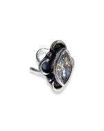 SJ SHUBHAM JEWELLERS™ 925 sterling Silver handmade Antique oxidized nose pin for women (P) (Design-6, White)