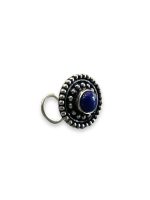 SJ SHUBHAM JEWELLERS™ 925 sterling Silver handmade Antique oxidized nose pin for women (P) (Design-7, Blue)