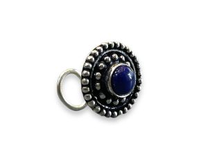 SJ SHUBHAM JEWELLERS™ 925 sterling Silver handmade Antique oxidized nose pin for women (P) (Design-7, Blue)