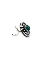 SJ SHUBHAM JEWELLERS™ 925 sterling Silver handmade Antique oxidized nose pin for women (P) (Design-8, Green)