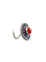 SJ SHUBHAM JEWELLERS™ 925 sterling Silver handmade Antique oxidized nose pin for women (P) (Design-8, Orange)