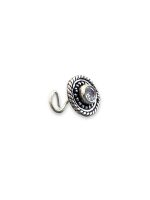 SJ SHUBHAM JEWELLERS™ 925 sterling Silver handmade Antique oxidized nose pin for women (P) (Design-8, White)