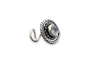 SJ SHUBHAM JEWELLERS™ 925 sterling Silver handmade Antique oxidized nose pin for women (P) (Design-8, White)