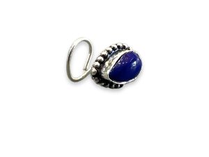 SJ SHUBHAM JEWELLERS™ 925 sterling Silver handmade Antique oxidized nose pin for women (P) (Design-9, Blue)