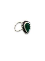 SJ SHUBHAM JEWELLERS™ 925 sterling Silver handmade Antique oxidized nose pin for women (P) (Design-9, Green)