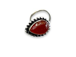 SJ SHUBHAM JEWELLERS™ 925 sterling Silver handmade Antique oxidized nose pin for women (P) (Design-9, Red)