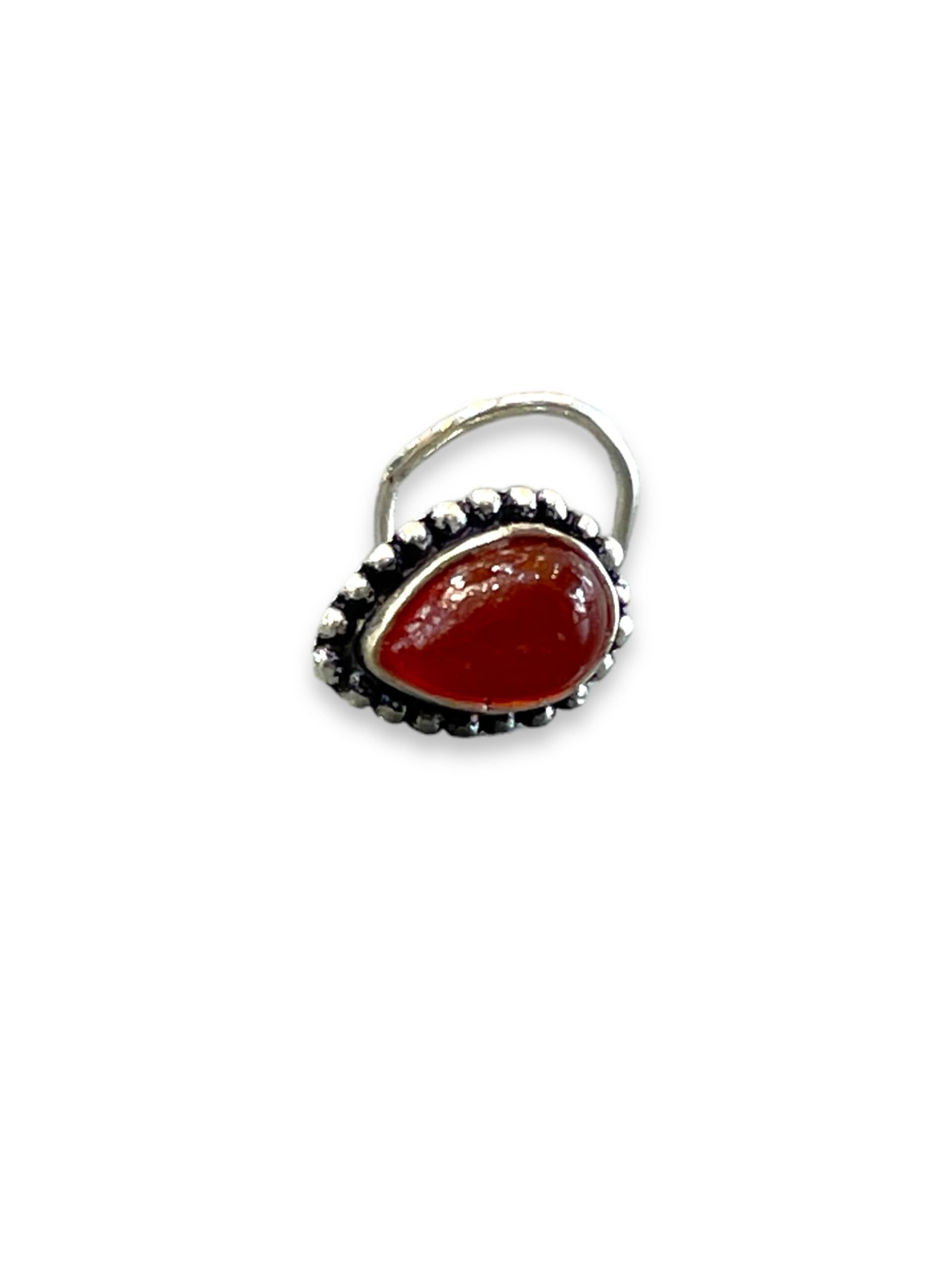 SJ SHUBHAM JEWELLERS™ 925 sterling Silver handmade Antique oxidized nose pin for women (P) (Design-9, Red)