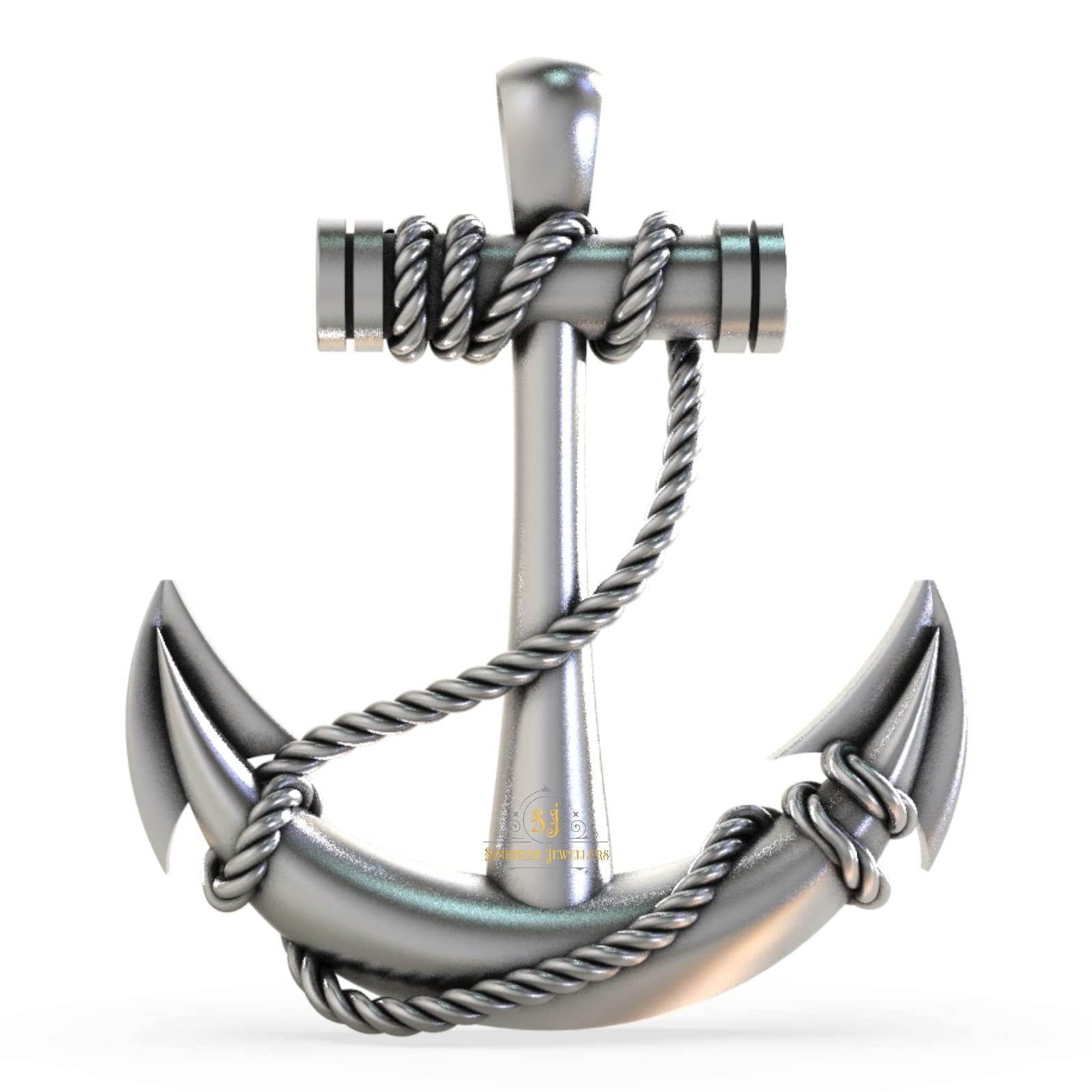 SJ SHUBHAM JEWELLERS™ Sterling Silver 925 Anchor Necklace Oxidized 925 Anchor Pendant , Men'S Anchor With Rope Pendant,Nautical Jewelry , Weight :- 6.5 Gms
