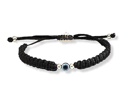 SJ SHUBHAM JEWELLERS™ 100% Authentic Sterling Silver Adjustable Ball Black Cord with Evil Eye Nazar Anklet for Women & Girls (Anklet) (Anklet 1 PC)