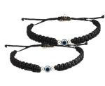 SJ SHUBHAM JEWELLERS™ 100% Authentic Sterling Silver Adjustable Ball Black Cord with Evil Eye Nazar Anklet for Women & Girls (Anklet) (anklet pair)