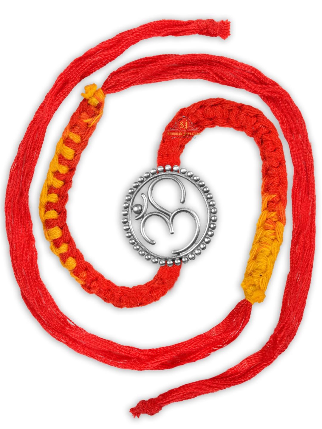 SJ Shubham Jewellers 925 Sterling Silver Om (Big) Rakhi for Brother | Charm Bracelet with Roli Chawal | Raksha Bandhan Gift for Men & Boys