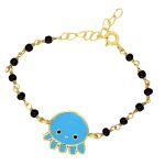 SJ SHUBHAM JEWELLERS™ 925 Sterling Silver Cute Animal Face Octopus Blue Bracelet Nazariya For Baby Boys & Girls (New Born to 12 Month Small Size Length 5 Inch one pc)