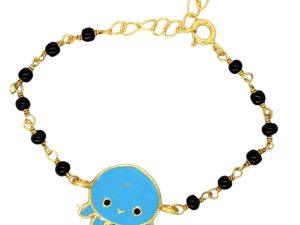 SJ SHUBHAM JEWELLERS™ 925 Sterling Silver Cute Animal Face Octopus Blue Bracelet Nazariya For Baby Boys & Girls (New Born to 12 Month Small Size Length 5 Inch one pc)