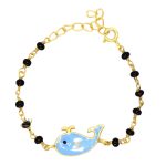 SJ SHUBHAM JEWELLERS™ 925 Sterling Silver Cute Animal Whale Blue Bracelet Nazariya For Baby Boys & Girls (New Born to 12 Month Small Size Length 5 Inch one pc)