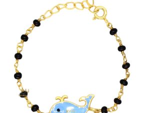 SJ SHUBHAM JEWELLERS™ 925 Sterling Silver Cute Animal Whale Blue Bracelet Nazariya For Baby Boys & Girls (New Born to 12 Month Small Size Length 5 Inch one pc)