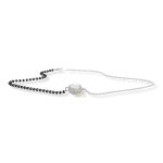 SJ SHUBHAM JEWELLERS™ 925 Sterling Silver Mangalsutra with Pearl & Black Beeds Crystal Chain for Women Studded Mangalsutra Necklace (Fusion)