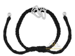SJ SHUBHAM JEWELLERS™ 925 Oxidised Silver Black Thread Bird Nazarbattu/Nazaiya Anklet/Bracelet for Girls, Women and Children with Silver Ghunghroo + 1 image (Footsteps)