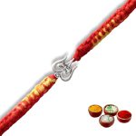 SJ Shubham Jewellers 925 Sterling Silver Shiva Damru Trishul Rakhi for Brother | Charm Bracelet with Roli Chawal | Raksha Bandhan Gift for Men & Boys