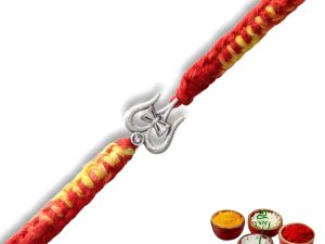 SJ Shubham Jewellers 925 Sterling Silver Shiva Damru Trishul Rakhi for Brother | Charm Bracelet with Roli Chawal | Raksha Bandhan Gift for Men & Boys