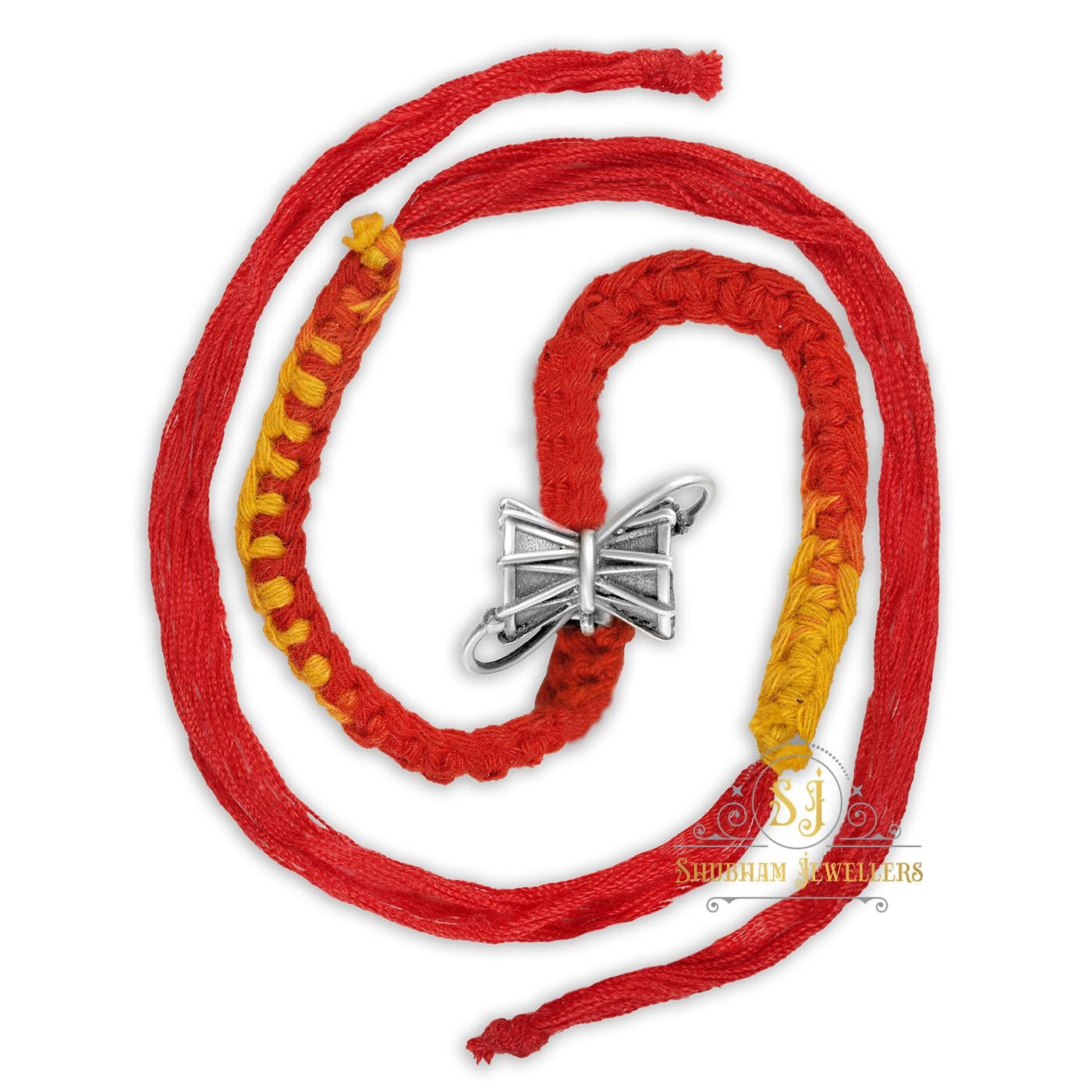 SJ Shubham Jewellers 925 Sterling Silver Damru Pendant (Cutwork) Rakhi for Brother | Charm Bracelet with Roli Chawal | Raksha Bandhan Gift for Men & Boys