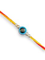 SJ Shubham Jewellers 925 Sterling Silver Evil Eye Rakhi for Brother | Charm Bracelet with Roli Chawal | Raksha Bandhan Gift for Men & Boys