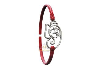 SJ Shubham Jewellers 925 Sterling Silver Om Ganesha Rakhi for Brother | Charm Bracelet with Roli Chawal | Raksha Bandhan Gift for Men & Boys