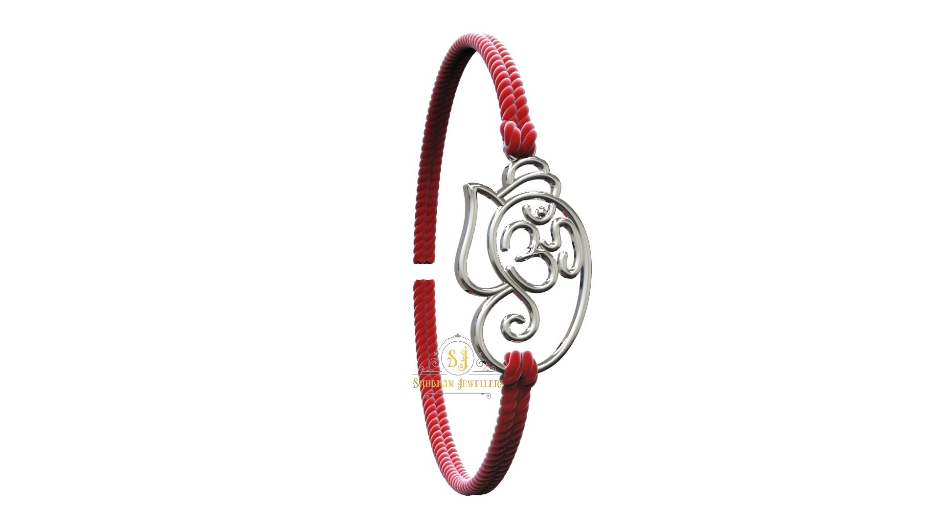 SJ Shubham Jewellers 925 Sterling Silver Om Ganesha Rakhi for Brother | Charm Bracelet with Roli Chawal | Raksha Bandhan Gift for Men & Boys