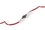 SJ Shubham Jewellers 925 Sterling Silver Green (Daisy) Rakhi for Brother | Charm Bracelet with Roli Chawal | Raksha Bandhan Gift for Men & Boys