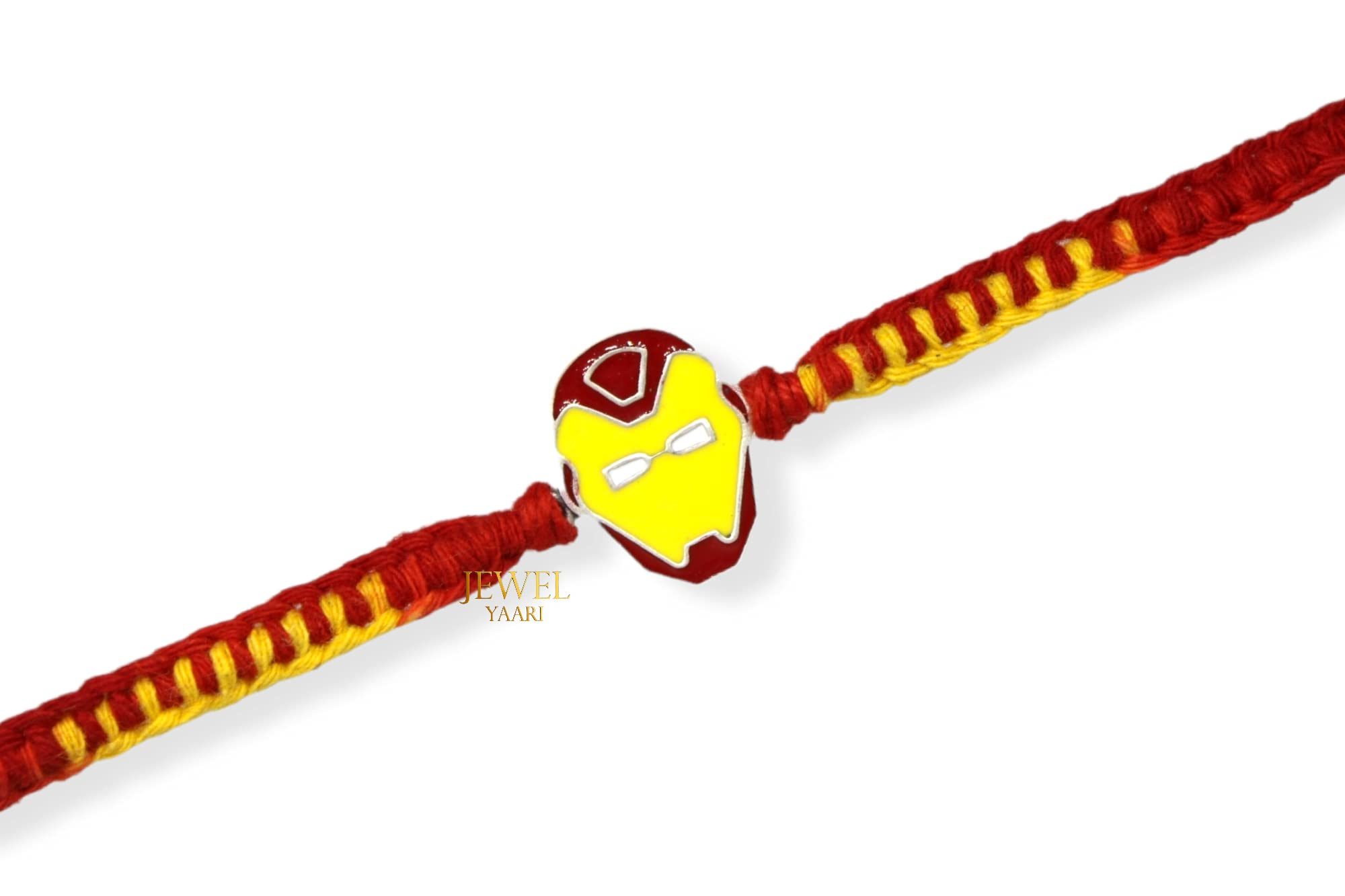 SJ Shubham Jewellers 925 Sterling Silver Iron Man Rakhi for Brother | Charm Bracelet with Roli Chawal | Raksha Bandhan Gift for Men & Boys