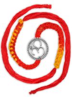 SJ Shubham Jewellers 925 Sterling Silver Om (Big Cutwork) Rakhi for Brother | Charm Bracelet with Roli Chawal | Raksha Bandhan Gift for Men & Boys