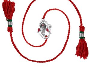 SJ Shubham Jewellers 925 Sterling Silver Om Ganesha (Meenakari) Rakhi for Brother | Charm Bracelet with Roli Chawal | Raksha Bandhan Gift for Men & Boys
