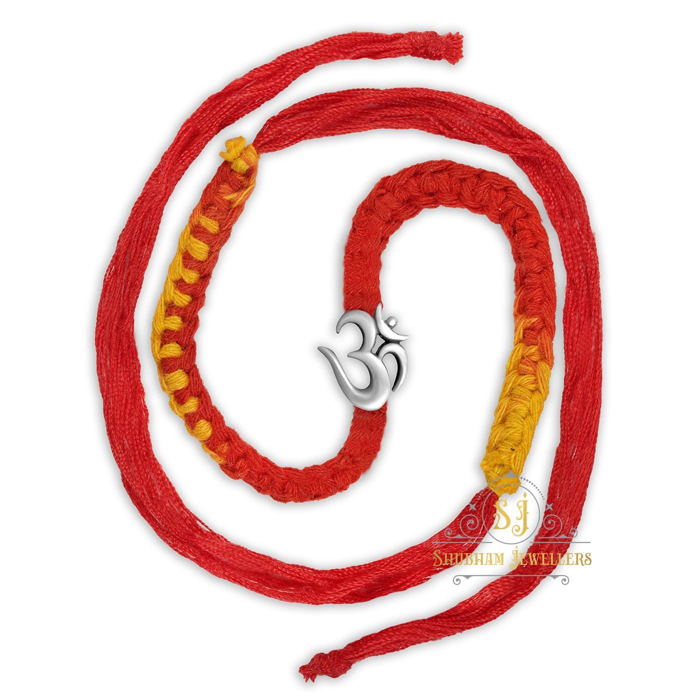 SJ Shubham Jewellers 925 Sterling Silver Om (Small Cutwork) Rakhi for Brother | Charm Bracelet with Roli Chawal | Raksha Bandhan Gift for Men & Boys