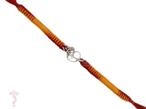 SJ Shubham Jewellers 925 Sterling Silver Om Trishul (Curved) Rakhi for Brother | Charm Bracelet with Roli Chawal | Raksha Bandhan Gift for Men & Boys