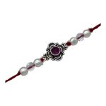 SJ Shubham Jewellers 925 Sterling Silver Pink (Star) Rakhi for Brother | Charm Bracelet with Roli Chawal | Raksha Bandhan Gift for Men & Boys