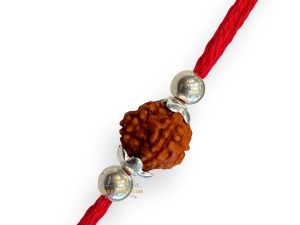 SJ Shubham Jewellers 925 Sterling Silver Rudraksha (One Bead) Rakhi for Brother | Charm Bracelet with Roli Chawal | Raksha Bandhan Gift for Men & Boys
