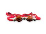 SJ Shubham Jewellers 925 Sterling Silver Rudraksha (Two Bead) Rakhi for Brother | Charm Bracelet with Roli Chawal | Raksha Bandhan Gift for Men & Boys