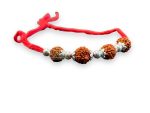 SJ Shubham Jewellers 925 Sterling Silver Rudraksha (Four Bead) Rakhi for Brother | Charm Bracelet with Roli Chawal | Raksha Bandhan Gift for Men & Boys