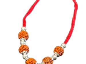 SJ Shubham Jewellers 925 Sterling Silver Rudraksha (Five Bead) Rakhi for Brother | Charm Bracelet with Roli Chawal | Raksha Bandhan Gift for Men & Boys