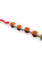 SJ Shubham Jewellers 925 Sterling Silver Rudraksha (Five Bead) Rakhi for Brother | Charm Bracelet with Roli Chawal | Raksha Bandhan Gift for Men & Boys