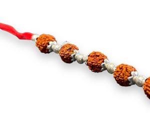 SJ Shubham Jewellers 925 Sterling Silver Rudraksha (Five Bead) Rakhi for Brother | Charm Bracelet with Roli Chawal | Raksha Bandhan Gift for Men & Boys