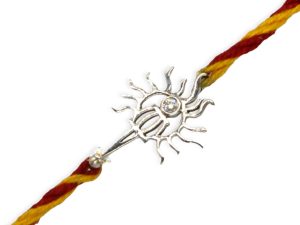 SJ Shubham Jewellers 925 Sterling Silver Shankh Rakhi for Brother | Charm Bracelet with Roli Chawal | Raksha Bandhan Gift for Men & Boys
