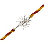 SJ Shubham Jewellers 925 Sterling Silver Shankh Rakhi for Brother | Charm Bracelet with Roli Chawal | Raksha Bandhan Gift for Men & Boys