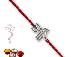 SJ Shubham Jewellers 925 Sterling Silver Om Trishul Shiva Rakhi for Brother | Charm Bracelet with Roli Chawal | Raksha Bandhan Gift for Men & Boys