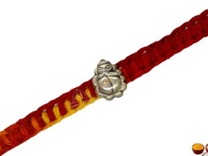 SJ Shubham Jewellers 925 Sterling Silver Small Ganesha Rakhi for Brother | Charm Bracelet with Roli Chawal | Raksha Bandhan Gift for Men & Boys